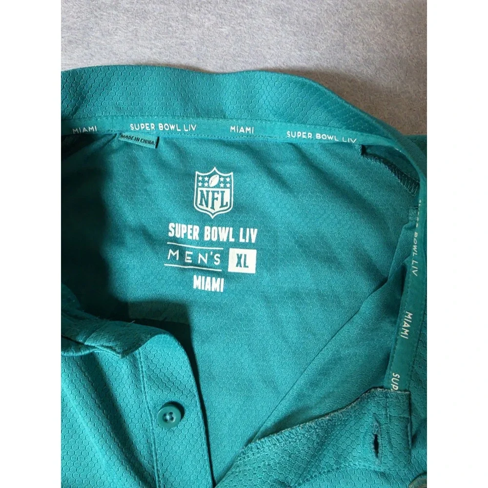 NFL Super Bowl LIV Men's Miami Short Sleeve Polo Shirt size XL Turquoise
